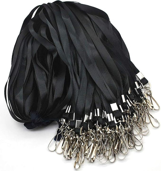 Beebel Lanyards 100 Pcs Lanyard for Id Badges Flat Lanyard with Badge Clip J-Hook