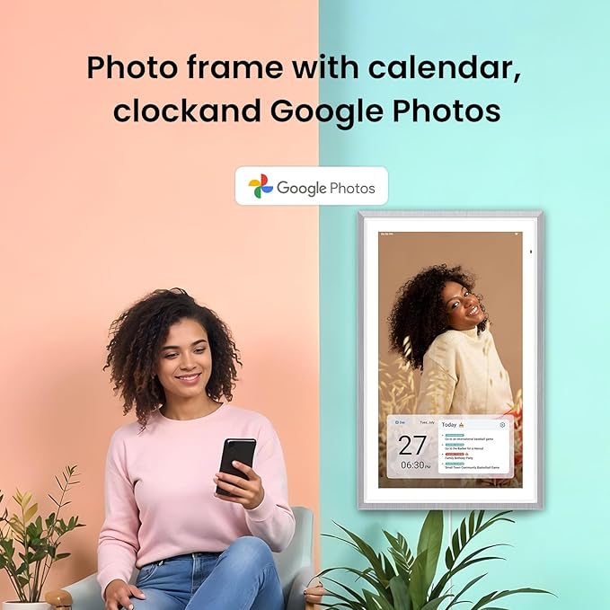 ApoloSign 27" Digital Calendar: Dual Mode Calendars with Google Play & Multi-calendar Sync, Electronic Planner & Chore Chart, Smart Touchscreen, Interactive Display for Family Schedule(Gray, 27-inch)