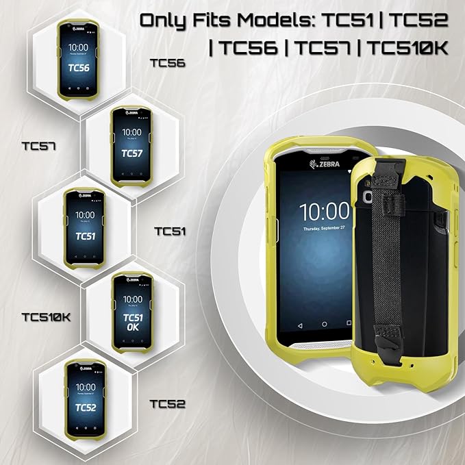 TC51 TC52 TC56 TC57 TC510K Case with Hand Strap - Protective & Ergonomic for Zebra Handheld Barcode Scanners SG-TC5X-EXO1-01 SG-TC5X-EXONHS-01 (Yellow)