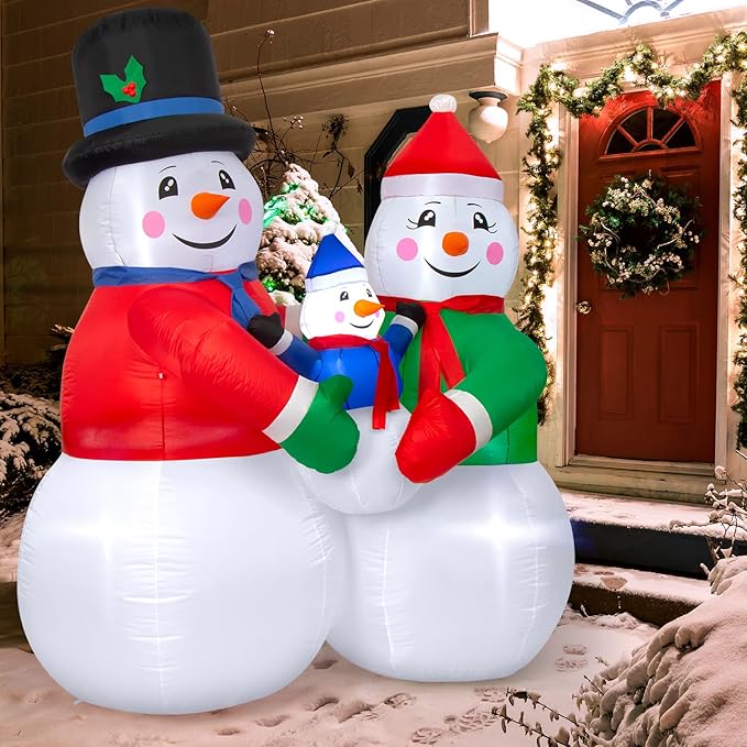 6FT Christmas Inflatable Snowman Family, Outdoor Christmas Decorations Blow Up Inflatables Decorations with Built-in LED for Outside, Lawn, Yard Gaint Holiday Decor