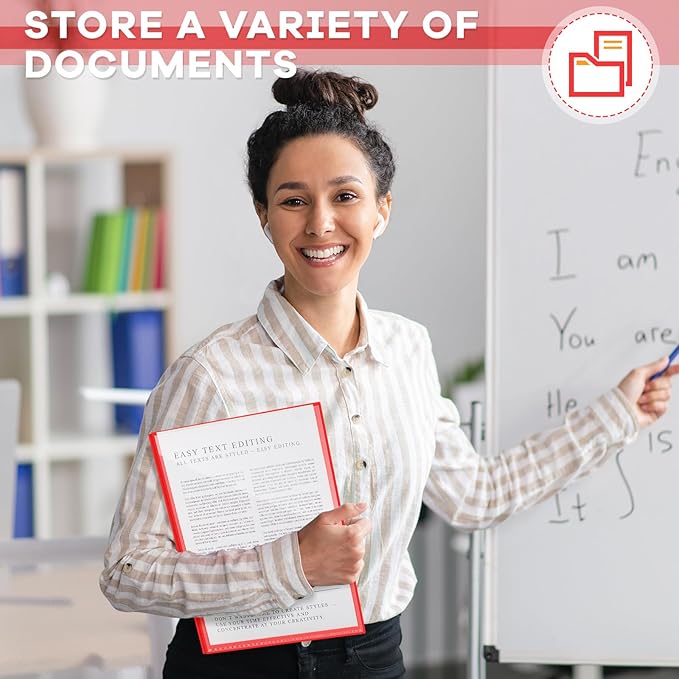 Henoyso 48 Pcs Plastic Folders with Clear Front Pocket and 3 Prong Take Home Plastic 2 Pocket Folder Back to School for Students Parent Teacher Communication for School Office (Red)