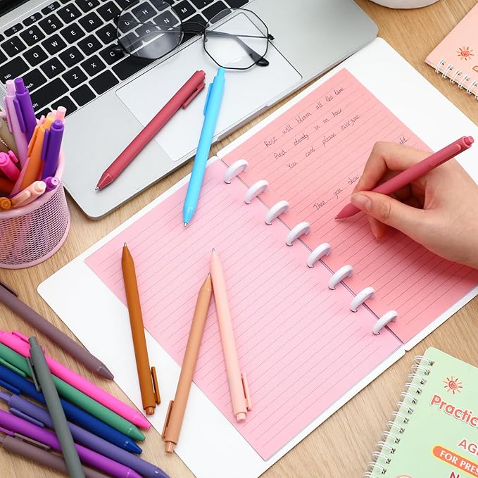 100 Pcs Ballpoint Pens Bulk Retractable Writing 1. 0 mm Black Ink Cute Pens Smooth Writing Color Fancy Gift for Teacher Student Employee Office School Home Baby Shower Supplies (Morandi)