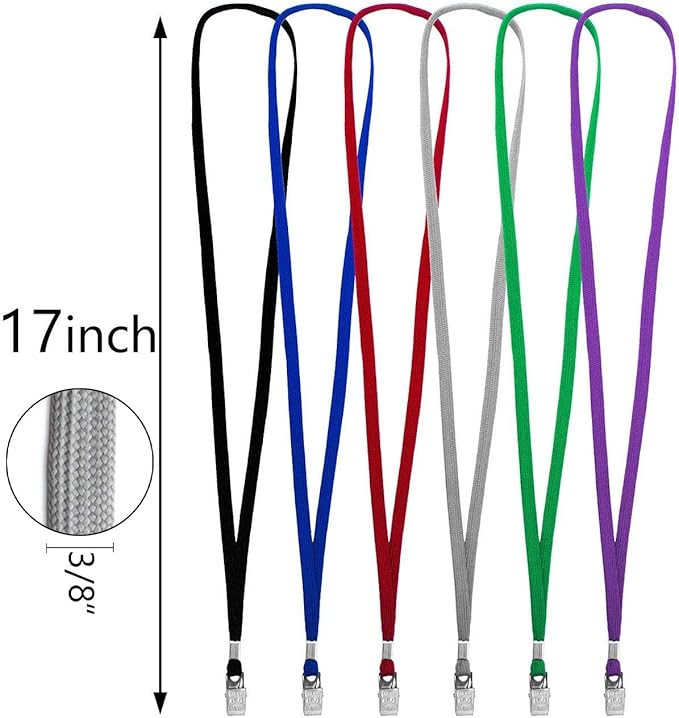 Lanyard 100 Pack Black Badge Lanyards Flat Lanyards Round 32" with Badge Clip (Navy Blue)