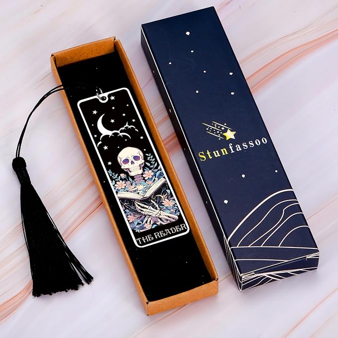 Halloween Bookmarks - Horror Bookmark Gothic Bookmarks for Women Book Lovers Bookish Gifts for Reading Women, Boo Basket Stuffers for Woman Gothic Skeleton Bookmark Halloween Gift for Her Christmas