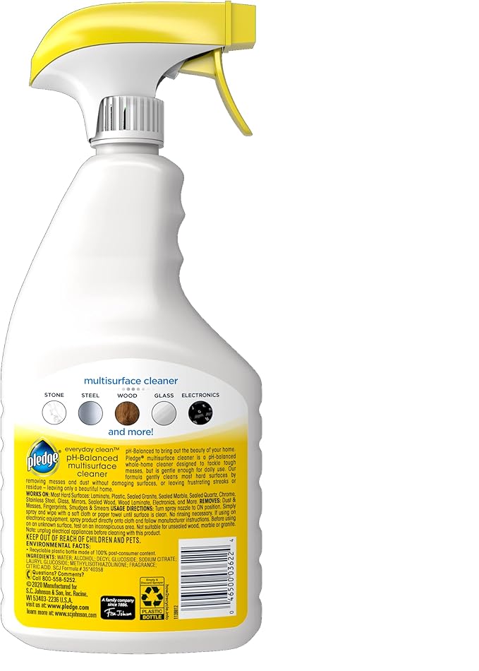 Pledge pH-Balanced Multisurface Cleaner Spray for Everyday Care, Fresh Citrus Scent, 25oz