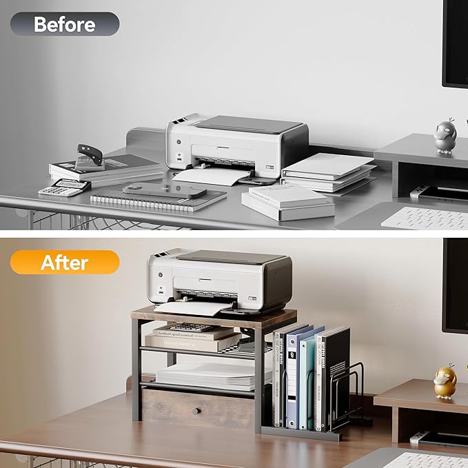 Wood Desk Organizer with Drawers, Desk File Organizer with 3 Vertical File Holders, File Shelf,Storage for Mail, Supplies,Classroom Organization