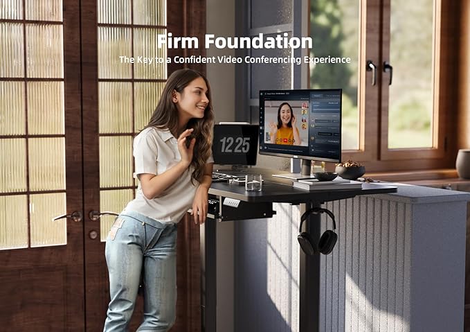 YDN Standing Desk with Keyboard Tray, 48 Inch Height Adjustable Desk with Cable Management, Black Stand Up Desks for Home and Office, 48inch Black