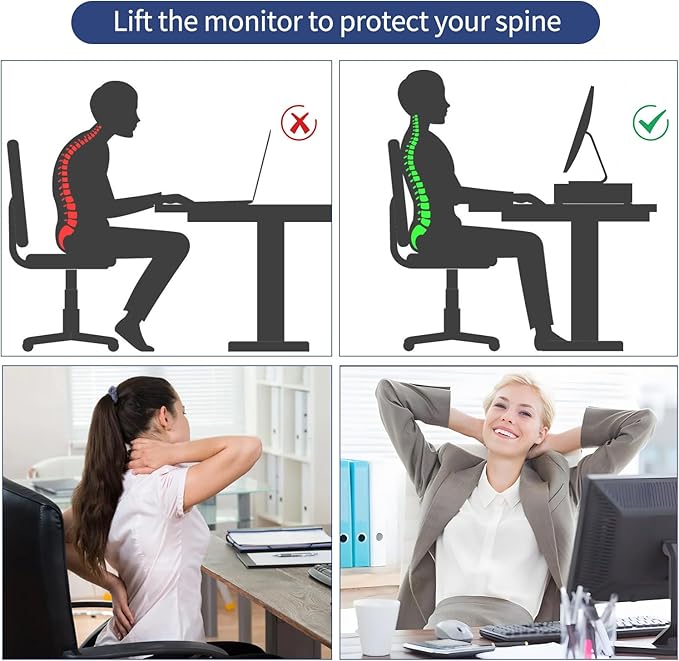 AUPSEN Computer Monitor Stands Riser，2-Tier Desk Organizers and Accessories, Office Desk Accessories Organizer with Drawers and 2 Pen Holder for Office Supplies (Purple)