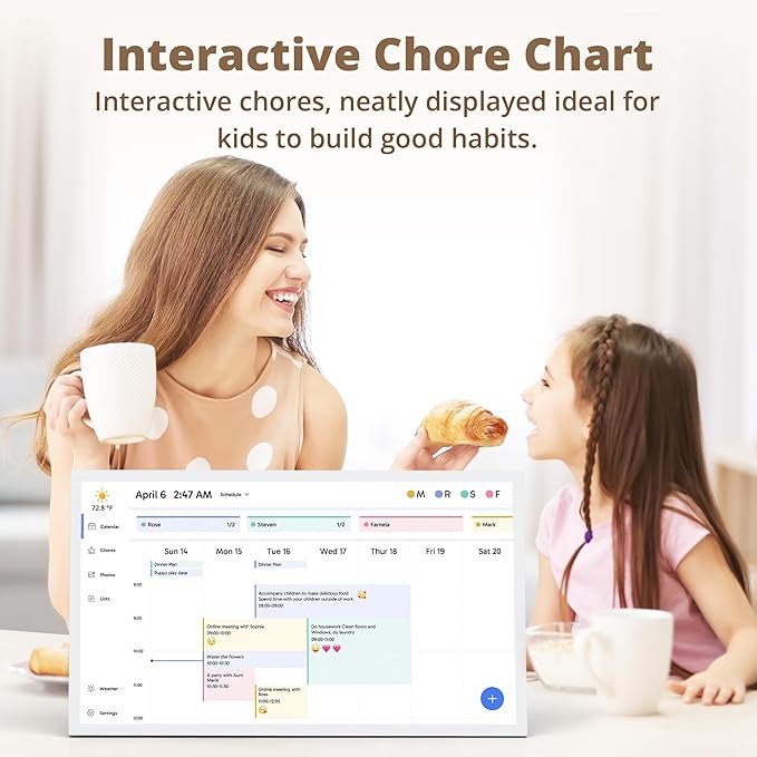 Dragon Touch 27 inch Digital Calendar Chore Chart – Interactive Touchscreen, Smart Family Planner, Hearth Display Desk Digital Calendar Seamless Scheduling