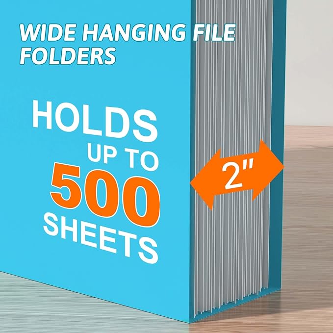 Plastic Hanging File Folder Extra Capacity,12 Pack Reinforced Hang Folders with Heavy Duty 2 Inch Expansion,Filing Cabinet Folders Letter Size,Hanging Organizer Designed for Bulky Files(Blue)