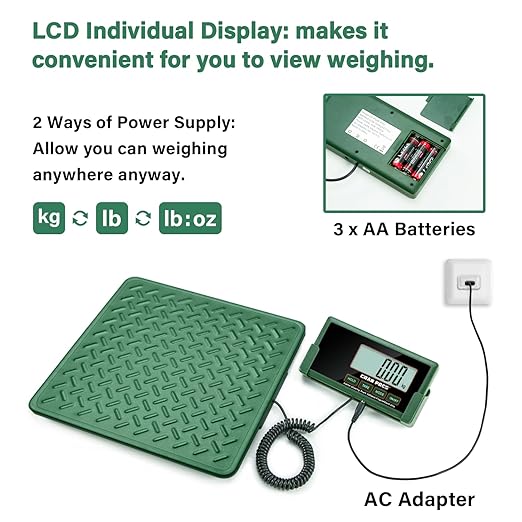 Shipping Scale,440lbs/10g High Accuracy Digital Postal Scale, Durable Alloy Steel Platform, Heavy Duty Scale for Packages, Postage and Luggage, with Hold&Tare function, batteries&USB Powered
