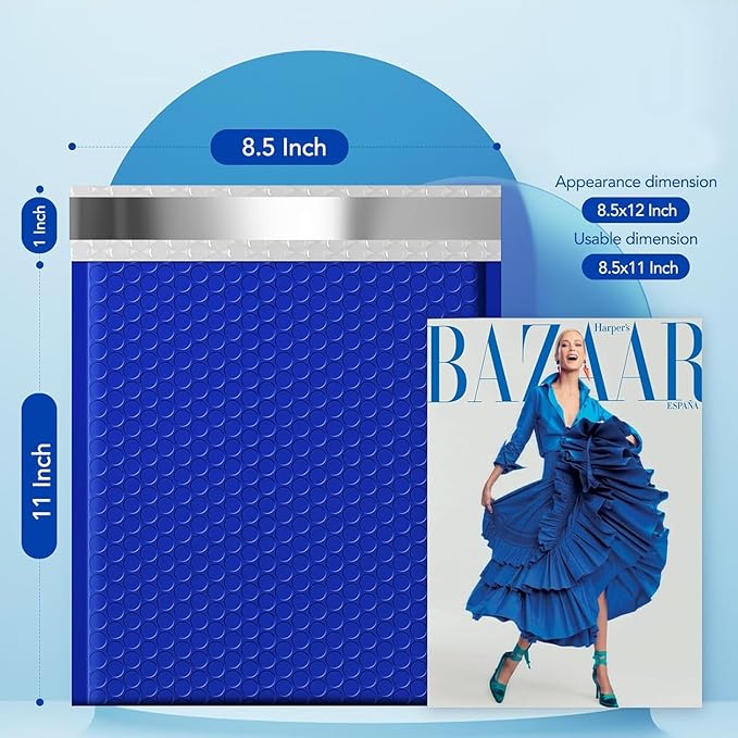 Fuxury Bubble Mailers 8.5x12 Inch 250 Pack Royal Blue Large Bubble Envelopes Bulk Opaque Cushioning Mailer for Small Business Mailing Books Clothes Makeup Supplies #2