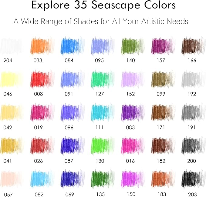 KALOUR PDAS 36-piece Blue Seascape Colored Pencil Set, Pre-sharpened Wooden Colored Pencils for Adults Artists Beginners Coloring Books Drawing & Sketching