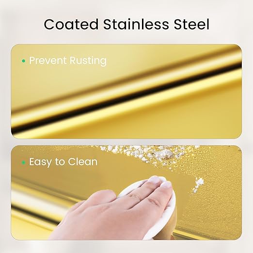 Cesun Small Bathroom Trash Can 2.1 Gallon Wastebasket, Modern Metal Garbage Can Office Waste Basket, Gold Stainless Steel Trash Bin for Bedroom, Home Office, Toilet, rv, Near Desk, Under Sink