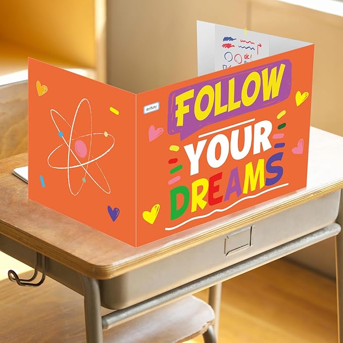 Cinrobiye 24 Pcs Inspirational Privacy Folders Standard for Students Cardboard Shields Test Privacy Boards Motivational Words Desk Dividers Shield for Classroom School Study Supplies (Inspirational)