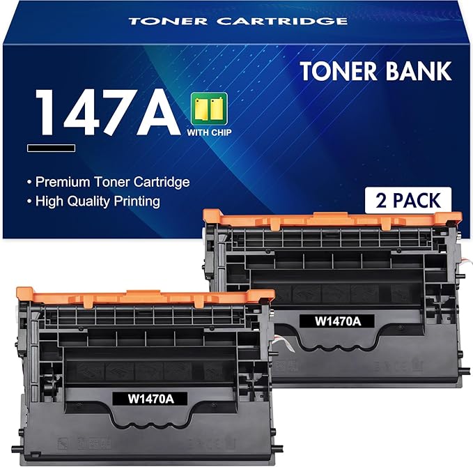 147A Black Toner Cartridge Compatible Toner Cartridge Replacement for HP 147A W1470A 147X W1470X for Enterprise M610n M611dn M611x M612dn M612x MFP M634h M635fht M635h M636fh Printer Ink (2-Pack)