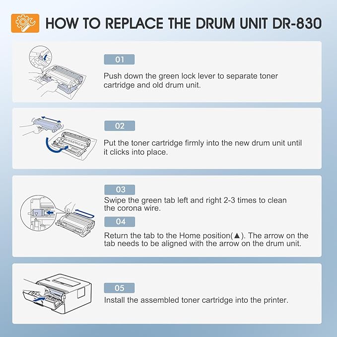 DR-830 DR830 Drum Unit Black 2 Pack Compatible Replacement for Brother DR830 DR 830 DR-830 for HL-L2400D L2405W L2460DW L2460DWXL L2865DW L2480DW DCP-L2640DW MFC-L2807DW L2820DW L2820DWXL Printer Ink