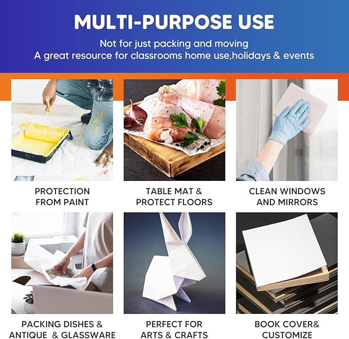 15" x 12" Newsprint Paper for Moving Boxes, 180 Sheets Packing Paper for Moving Supplies, Newspaper Wrapping Paper for Moving, Shipping, Packaging, Packing Boxes, Dishes Glasses Filler Materials