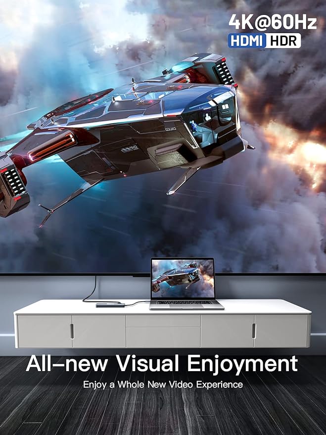 USB C Hub Multiport Adapter, DockteckExpand USB C Dongle 7 in 1 with 4K 60Hz HDMI Port, 1Gbps Ethernet, 100W PD, 2 USB 3.0 Ports, SD/TF Card Reader for MacBook iPad HP Dell XPS and More