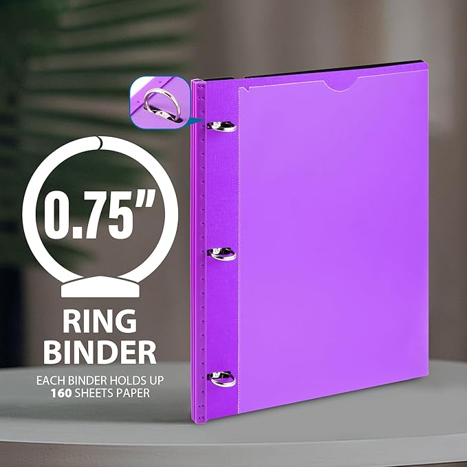 WOT I 4-Pack Telescoping 3 Ring Binder(0.75"), Expandable Flexible Binder - Patented Design for Easy Portability, Holds 160 Sheets, 4 Vibrant Colors, Perfect for School, Office&Home Organization