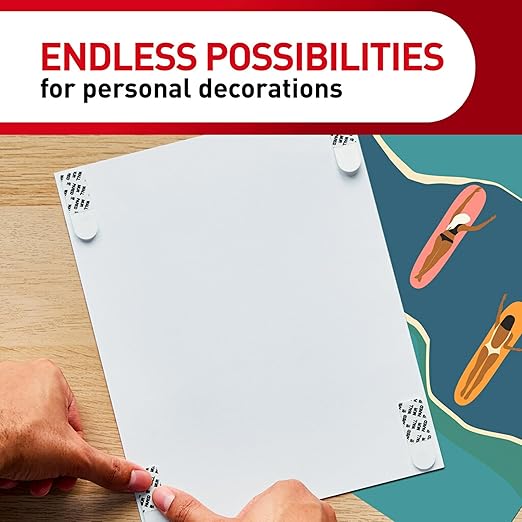 Command Poster Strips, Damage Free Hanging Poster Hangers, No Tools Wall Hanging Strips for Posters, 256 White Command Adhesive Strips