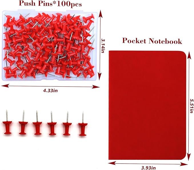 Red Office Supplies,UPIHO Red Desk Accessories,Stapler and Tape Dispenser Set for Women with Stapler,Tape Dispenser,Staple Remover,Staples,Push Pins,Scissor and Pocket Notebook,Gift for Office Clerks