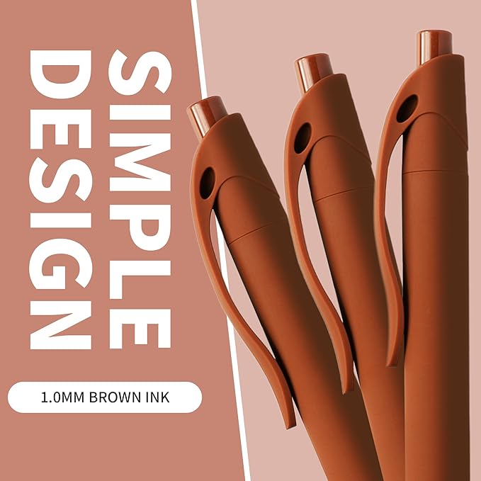 deegtran Pens Bulk, 50 Pack No Bleed Brown Click Pen, Wholesale Retractable Ballpoint Pens, Pens Medium Point, Smooth Ink Pens, 1.0MM Brown Ink