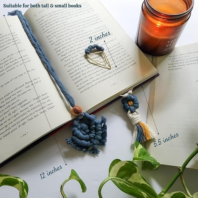 Set of 3 Whimsical Bookmark | Book tabs Classroom Must Haves Crochet Flower Bookmark Paper Clips Bullet Journal Tassels for Bookmarks Cute Things Teacher Must Haves