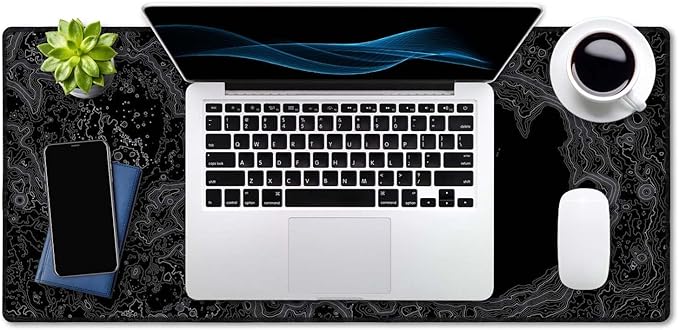 SSOIU Moon Topographic Map Extended Mouse Pad, XXL Gaming Mouse Pads, Large Big Mousepad Laptop Computer Keyboard Mat Desk Pad with Non-Slip Base Stitched Edge for Gaming Office, 35.5 x 15.7 inch