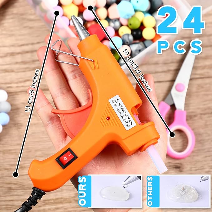 Zhengmy 24 Pieces Mini Hot Glue Gun Crafts Hot Melt Guns Fast Preheating and Easy Squeeze Trigger for School DIY Arts Class Projects Office Home Quick Repairs (Multicolored)