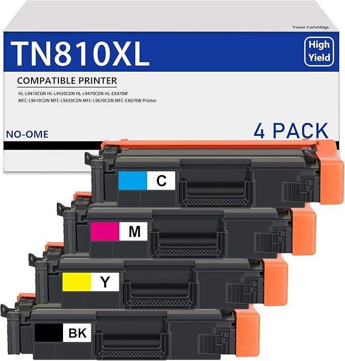 TN810XL TN-810 Toner Cartridge Compatible Replacement for TN810 TN 810 TN-810XL TN-810XL for HL-L9410CDN HL-L9430CDN HL-L9470CDN MFC-L9610CDN MFC-L9630CDN MFC-L9670CDN Printer(4-Pack)