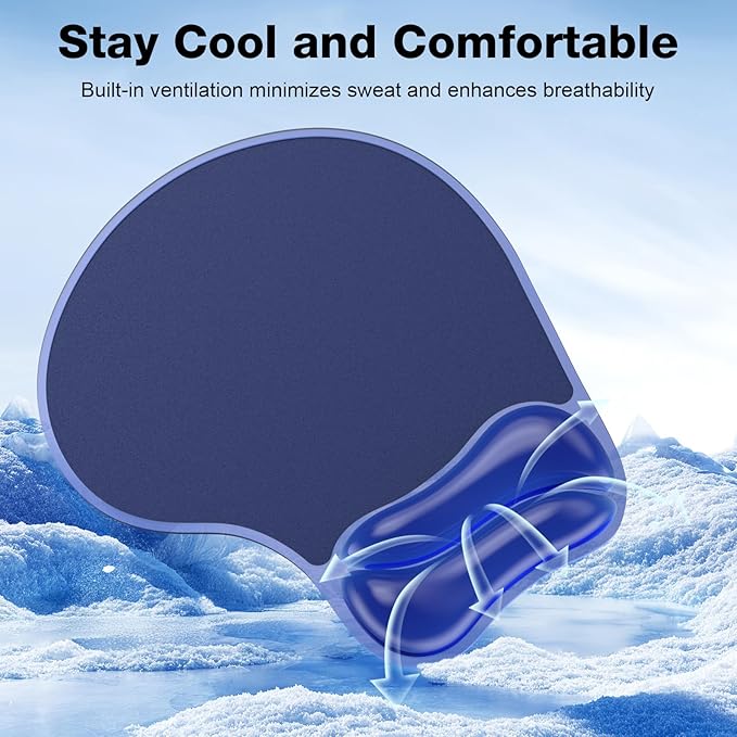 Mouse Pad with Gel Wrist Rest, Ergonomic Mouse pad Comfortable Computer Wrist Support for Laptop, Pain Relief Mousepad with Non-Slip PU Base for Office & Home Blue