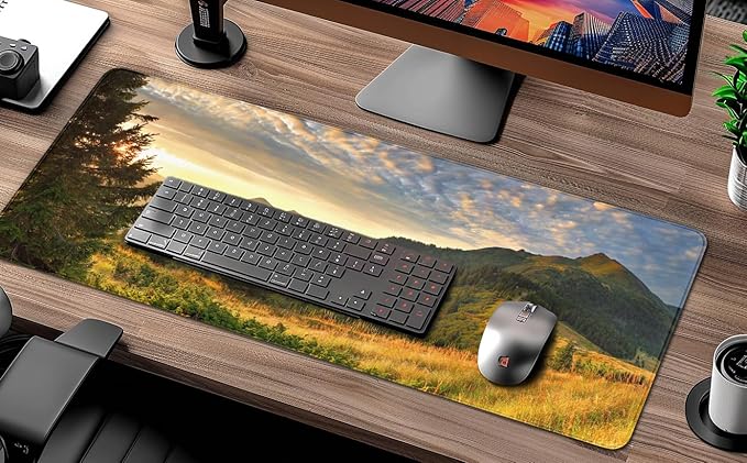 Smoky Mountains Mouse Pad, Fall Forest Computer Mouse Mat, Great Smoky Mountain National Parks Keyboard Pad, Non-Slip Base, Stitched Edge Desk Mat for Office, 31.5 X 11.8 Inch, 3mm Thick