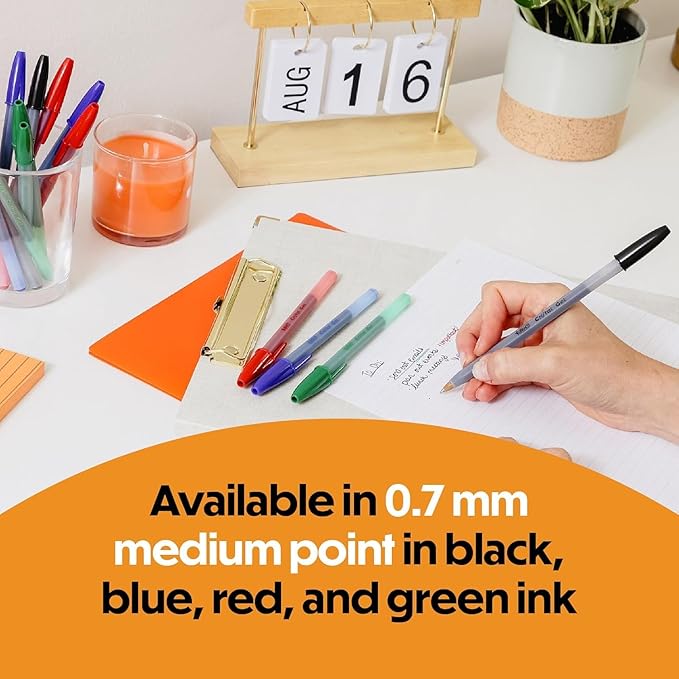 BIC Cristal Gel Pens Medium Point (0.7 mm) Ultra Smooth Long Lasting Writing, Assorted Color Gel Pens, 12-Count