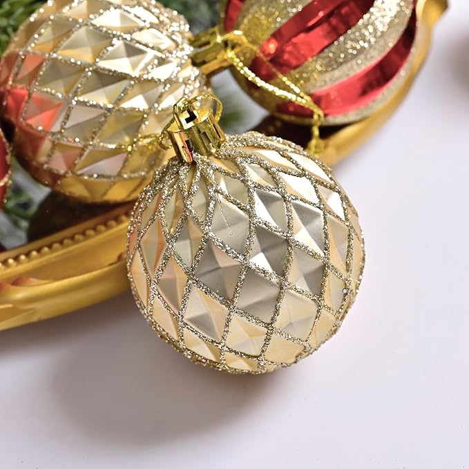 Christmas Tree Ball Ornaments 20ct Set, 2.36 Inch Red Gold Classic Christmas Decorations, Shatterproof Hanging Ornaments for Xmas Holiday Decoration