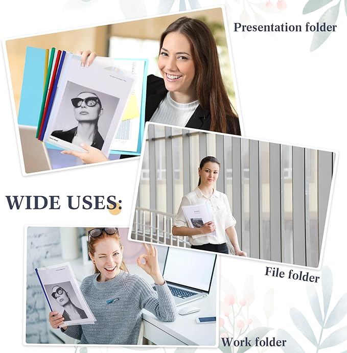 100 Pcs Clear Report Cover with Sliding Bar 50 Sheet Capacity Presentation Binder Transparent Resume Folder Plastic Folder for File Report School Office