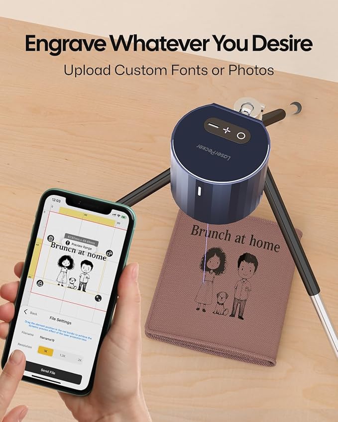 LaserPecker LP1 Pro Laser Engraver for Beginners, Mini Portable Laser Engraving Machine for Wood/Leather/Felt, 190g Lightweight, 10,000+ Hour Lifespan, Laser Safety Glasses Included, Basic Set