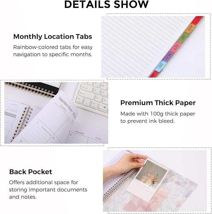 SKYDUE 2026 Appointment Book, 8.5" x 11", Hourly Planner with 15 & 30-Minute Increments, Weekly & Monthly Planner for January - December 2026, Perfect for Daily Planning, Flower
