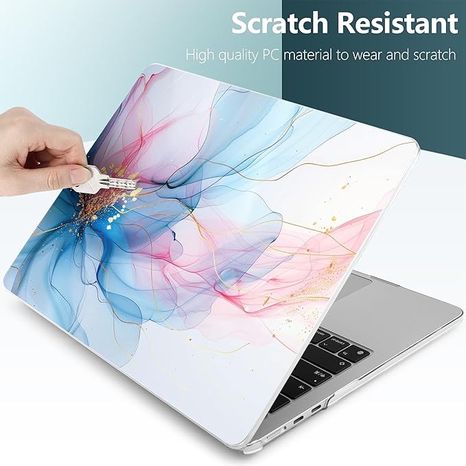 DONGKE Compatible with M4 MacBook Air 15 inch Case 2025-2023 A3241 A3114 A2941 M3 M2 Retina Display Touch ID, Plastic Hard Case & Keyboard Skin for MacBook Air 15" - Soft Flowing Colors