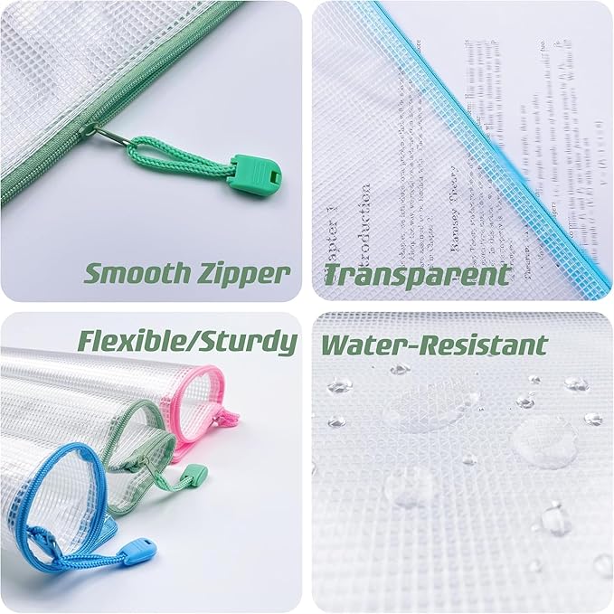 Oaimyy-3"x 5"-20 Pcs-Mesh Zipper Pouch Bag,Zippers Pouches Zip Bags File Bags for Organizing,Office Supplies,Home Storage,Cosmetics Travel,Assorted Color