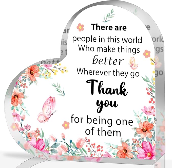 Appreciation Gifts for Women, Acrylic Heart Keepsake,Inspirational Gifts for Coworker Boss, Office Going Away Farewell Retirement Gifts,Thank You Gifts for Women,Graduation Gifts