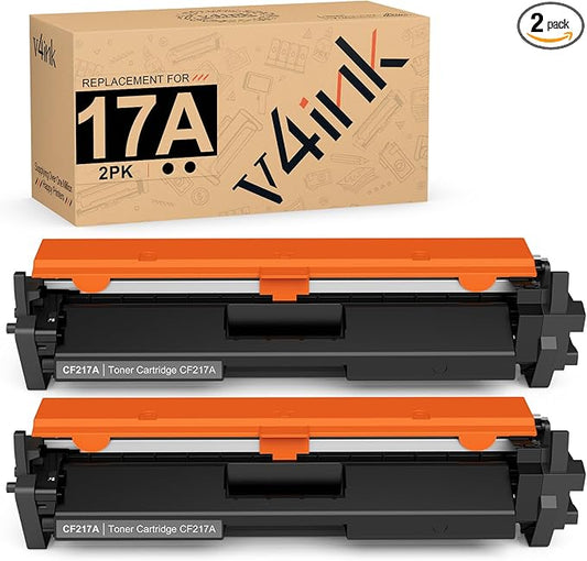 v4ink Compatible Toner Cartridge Replacement for HP 17A CF217A with Laserjet Pro MFP M130nw M130fn M130fw M130 M130a M102 M102a M102w Printer (Black, 2-Pack)