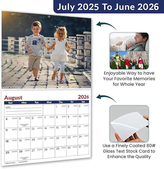 Custom Calendar 2026 for Home & Office - Print Your 13 Memories,Make Your Own Personalized Calendar Customized Christmas Gift &use your photo (Cover 5（11"×17"）, 1 Pack)