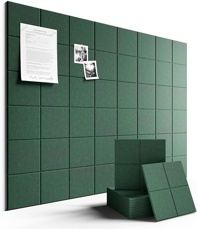 Large Felt Bulletin Board 48" x 36" Cork Board Alternative-12 Pack with 70 Safe Removable Adhesive Tabs, Cork Boards for Walls for Home Office Classroom Pin Board-Aurora Green