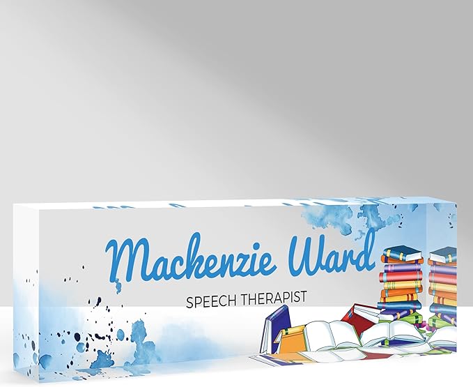 Custom Name Plate for Desk, Personalized Acrylic Office Name Sign with Name & Title, Elegant Desk Decor for Women Men, Employee Appreciation Gift (Teacher-2)