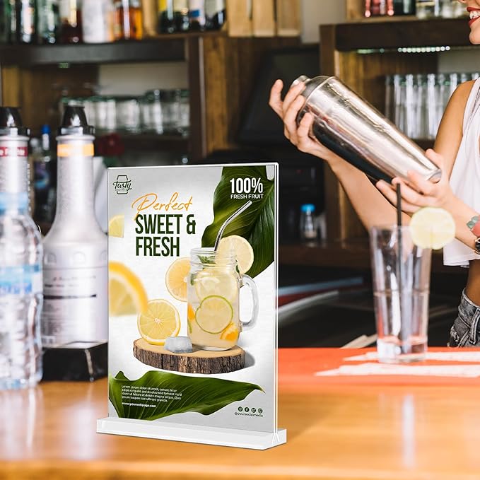 TONICE Acrylic Sign Holder 8.5 x 11 inch 12 Pack Double-Sided Plastic Sign Holder Stand Vertical Display Table Top Sign Holder for Office, Restaurants, Store, Wedding, Party