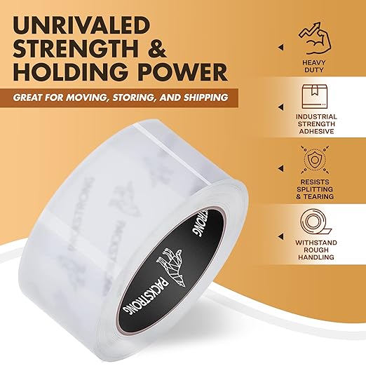 Packstrong Industrial Grade Clear Packing Tape 84 Rolls - 110 Yards per Roll - 2" Wide x 2 mil Thick, Acrylic Adhesive Tape for Box Office Moving Packaging Shipping