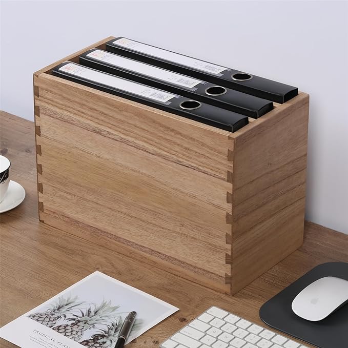 3-Tier Paper Storage Letter Tray File Sorter - Wood Desktop Document Organizer Holders with Mail Sorter, School & Home Magazine File Dividers, Book Rack Shelf Stand for HD-SJ3K (Light)