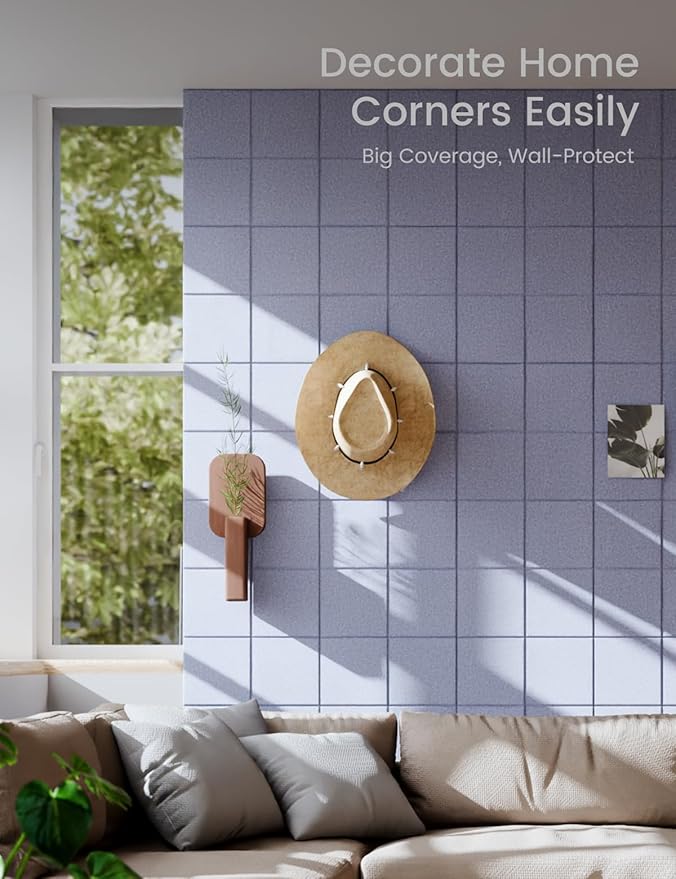 Large Felt Bulletin Board 48" x 36" Cork Board Alternative-12 Pack with 70 Safe Removable Adhesive Tabs, Cork Boards for Walls Cork Board for Home Office Classroom Pin Board-Soft Periwinkle