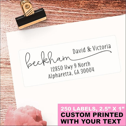 White Address Labels - Personalized Return Address Labels, Mailing and Shipping Labels for Envelopes, Packages, Business, and Home Use (no icon)
